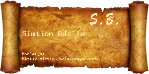 Simtion Béla névjegykártya